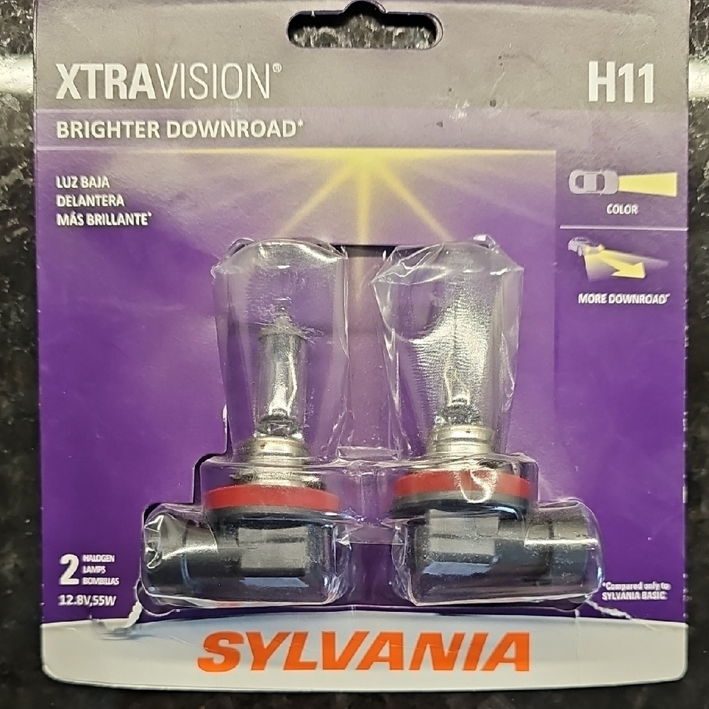 Sylvania XtraVision H11 Headlight Bulbs - Silver and Black